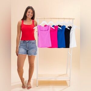 Zenana Seamless Double Layered Square Neck Tank Top - Bright Mauve (L/XL)